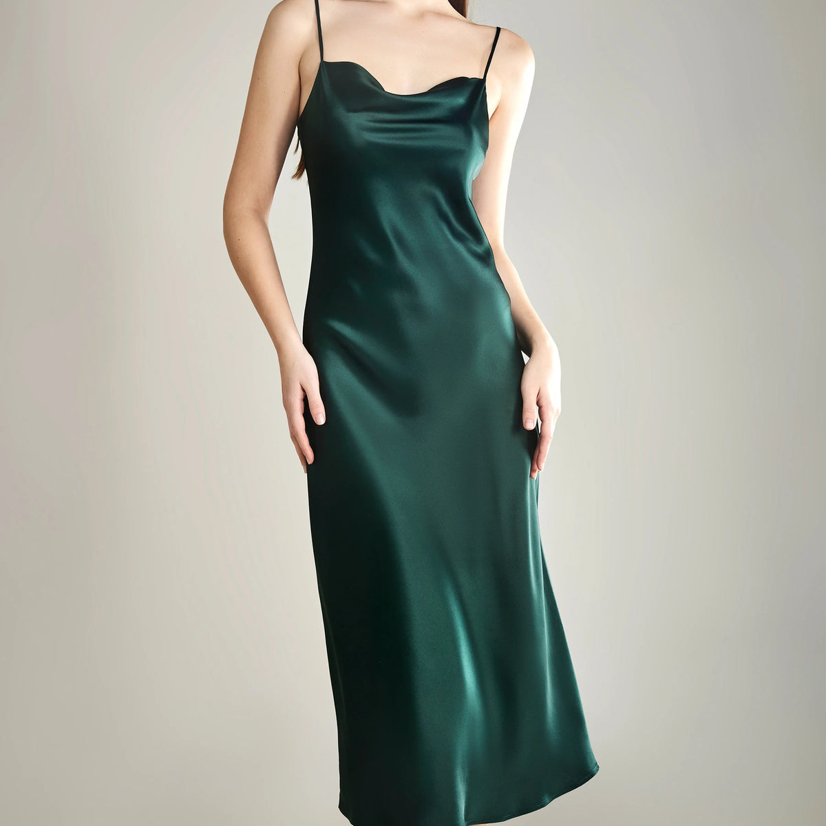 DaisySilk Silk Cowl Neck Dress Plus Size Wedding Guest Dresses Champagne / L