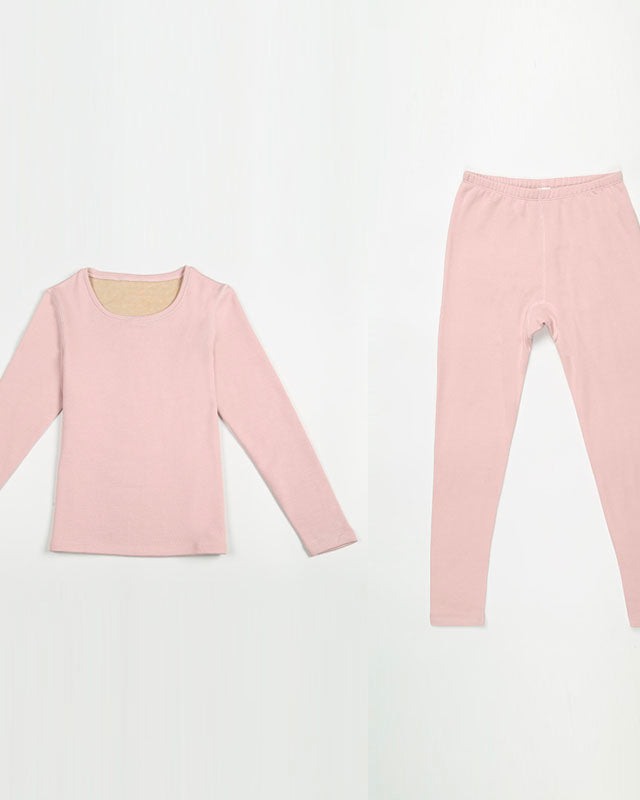 Women’s Silk Fleece Thermal Underwear Set Rose Pink