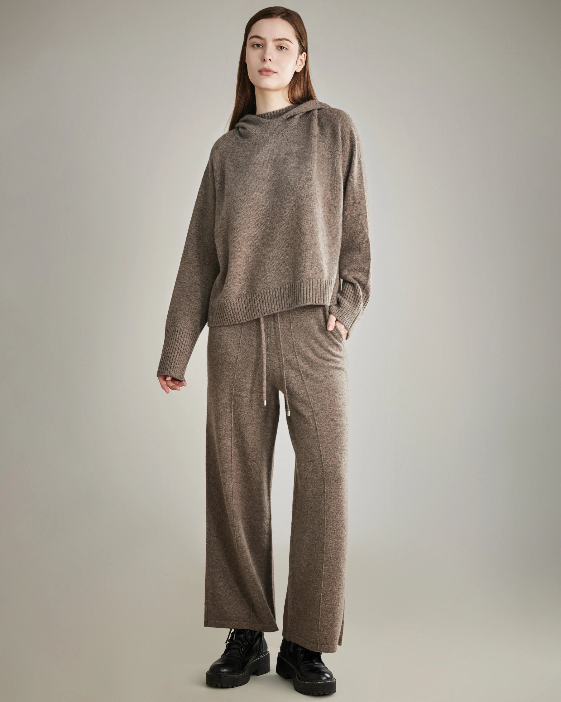 Loft Hooded Cashmere Sweater, Taupe