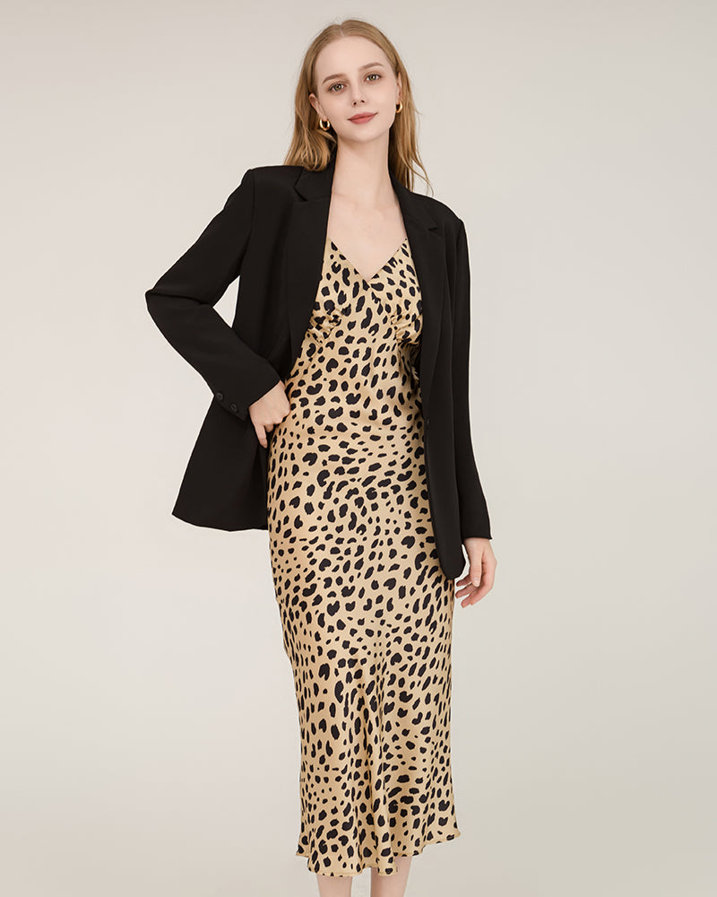 Leopard Print Maxi Silk Dresses - DAISYSILK