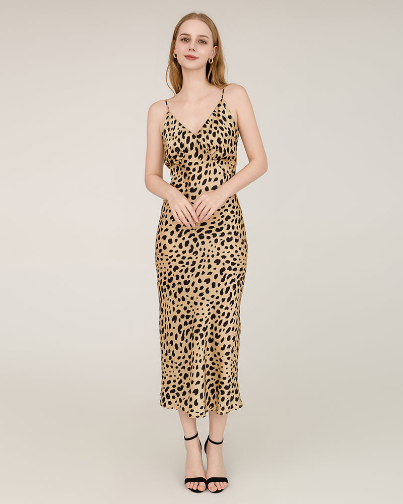 Leopard Print Maxi Silk Dresses - DAISYSILK