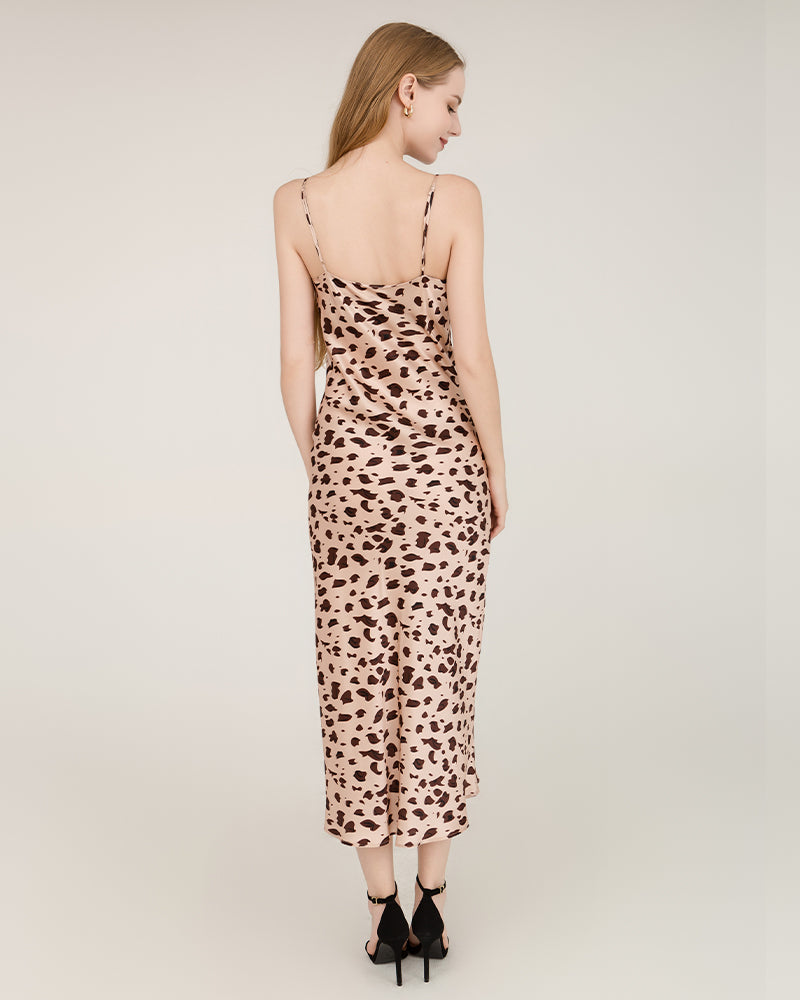 Leopard Print Maxi Silk Dresses - DAISYSILK