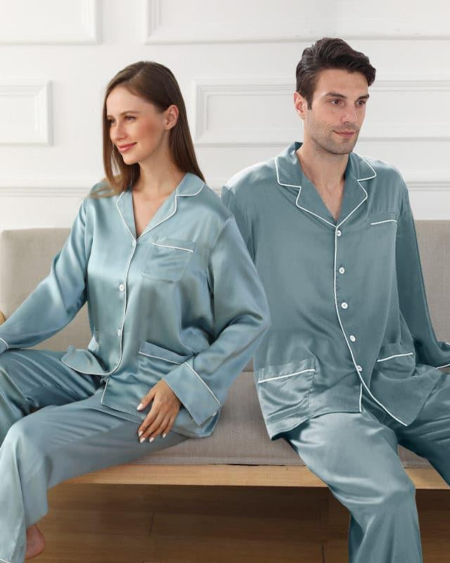 Long Silk Pajamas Home Wear For Couple - DAISYSILK