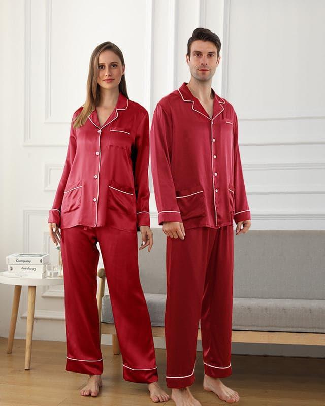 Long Silk Pajamas Home Wear For Couple - DAISYSILK