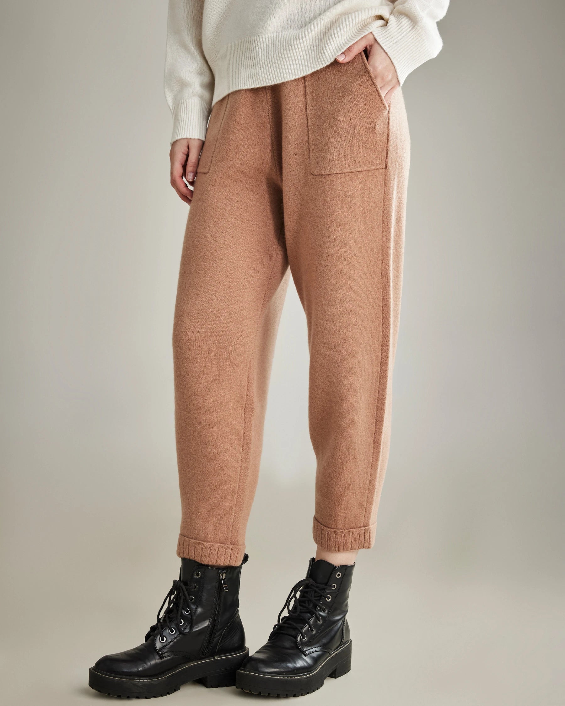 Loose Casual Cashmere Pants, Brown