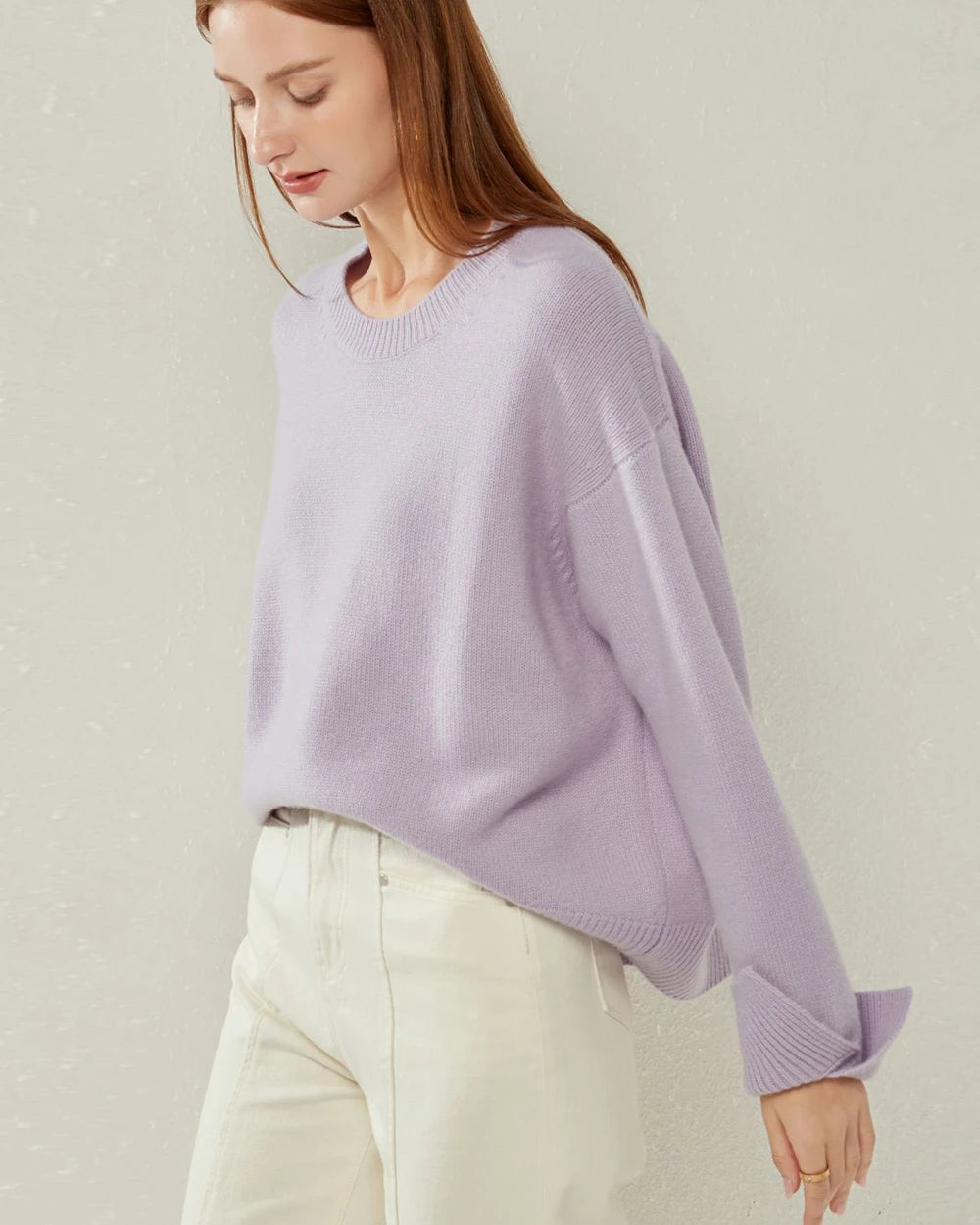 Loft Crew Neck Cashmere Sweater, Purple