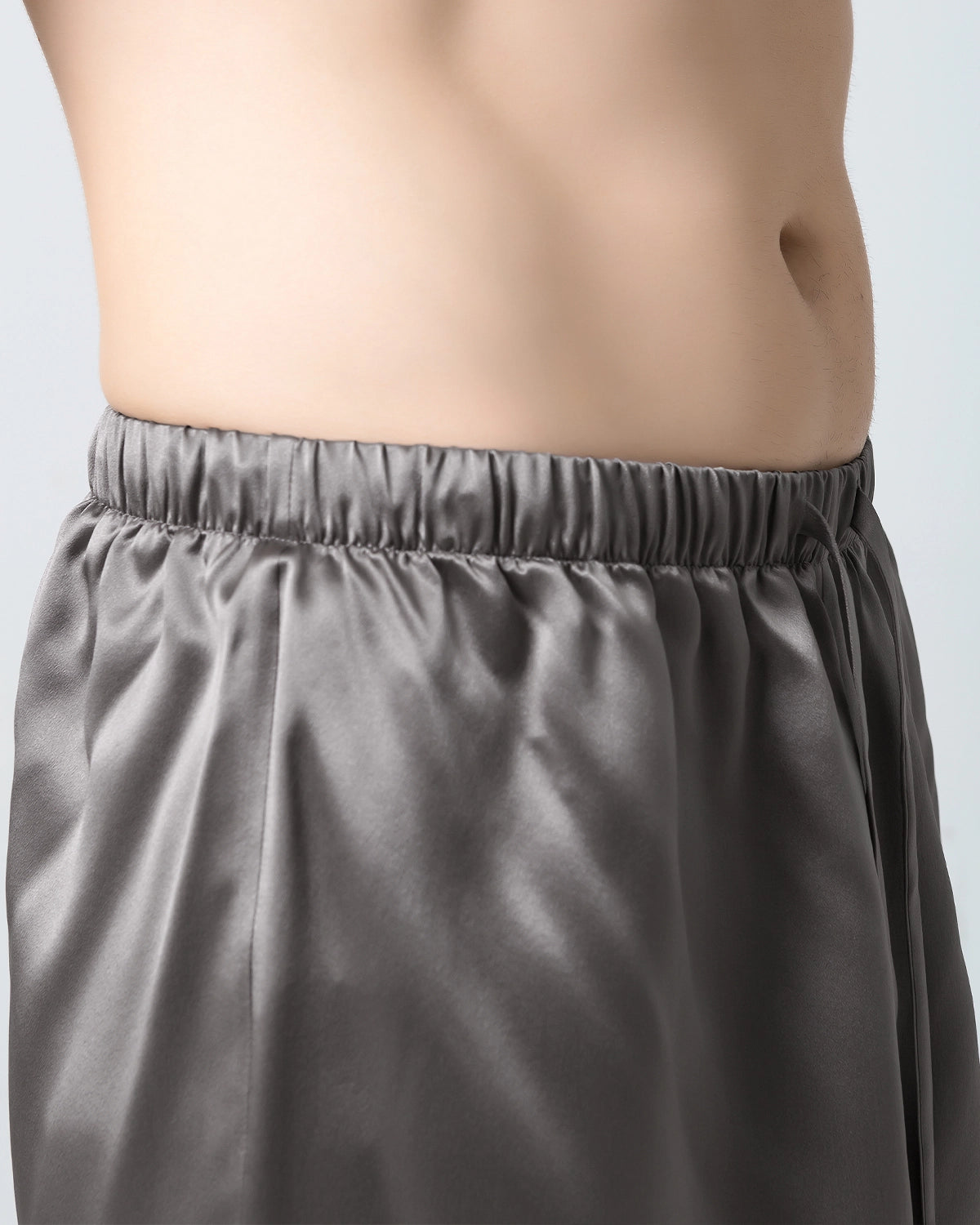 Men's Classic Silk Short Pajamas Set, Dark Grey