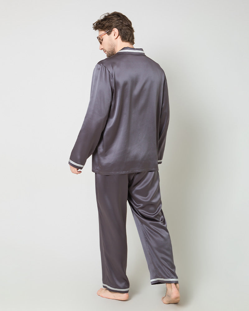 Men's Luxury Silk Pajamas, Charcoal Grey