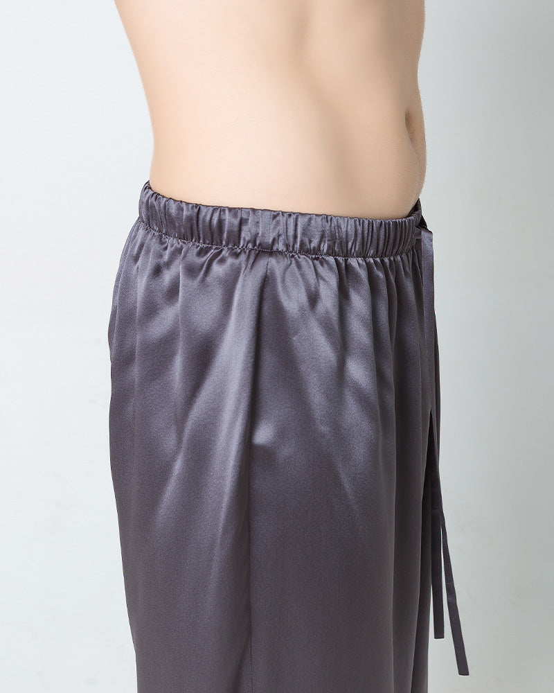 Men's Luxury Silk Pajamas, Charcoal Grey