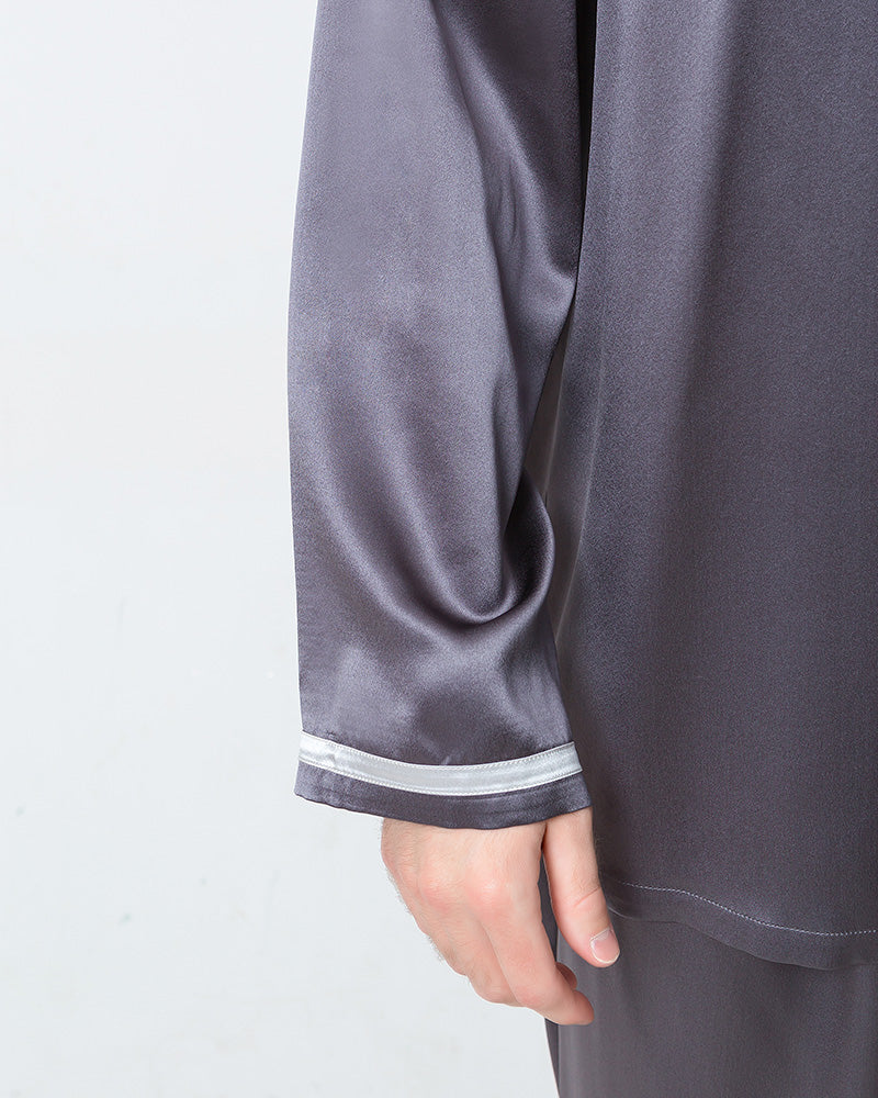 Men's Luxury Silk Pajamas, Charcoal Grey