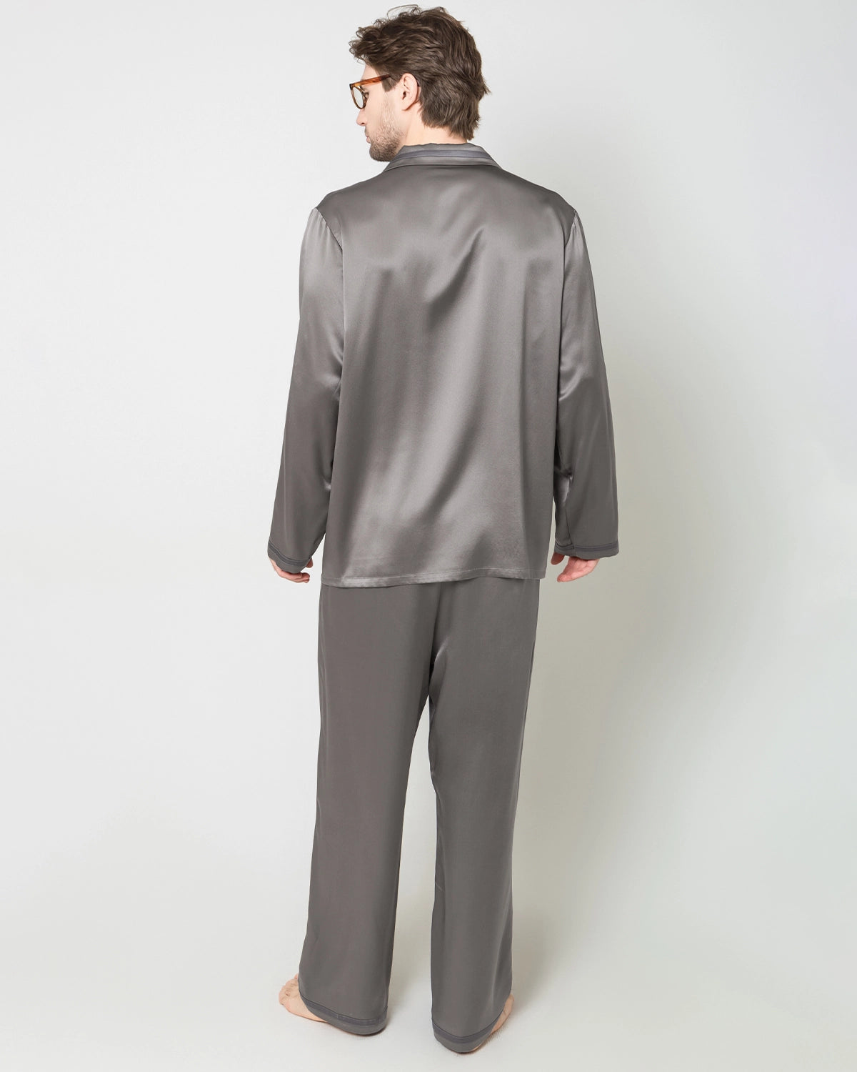Men's Luxury Silk Pajamas, Dark Grey