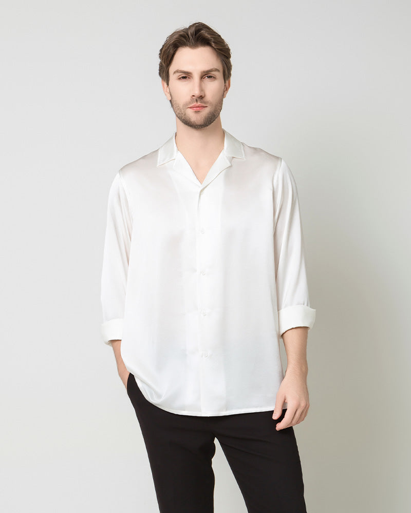 Men's Pure Silk Classic Business Shirt, White