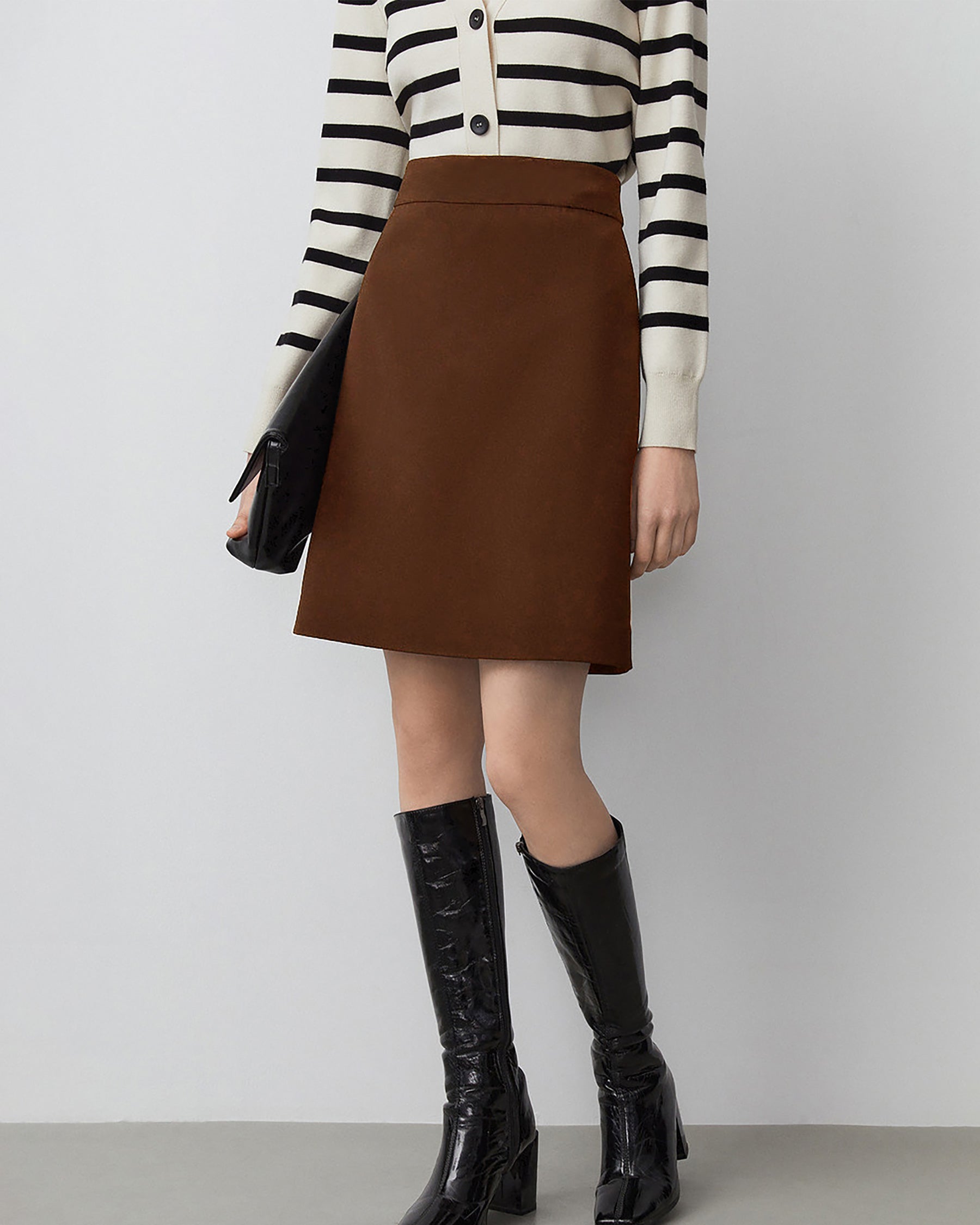 Women's A Line Wool Mini Skirt, Caramel