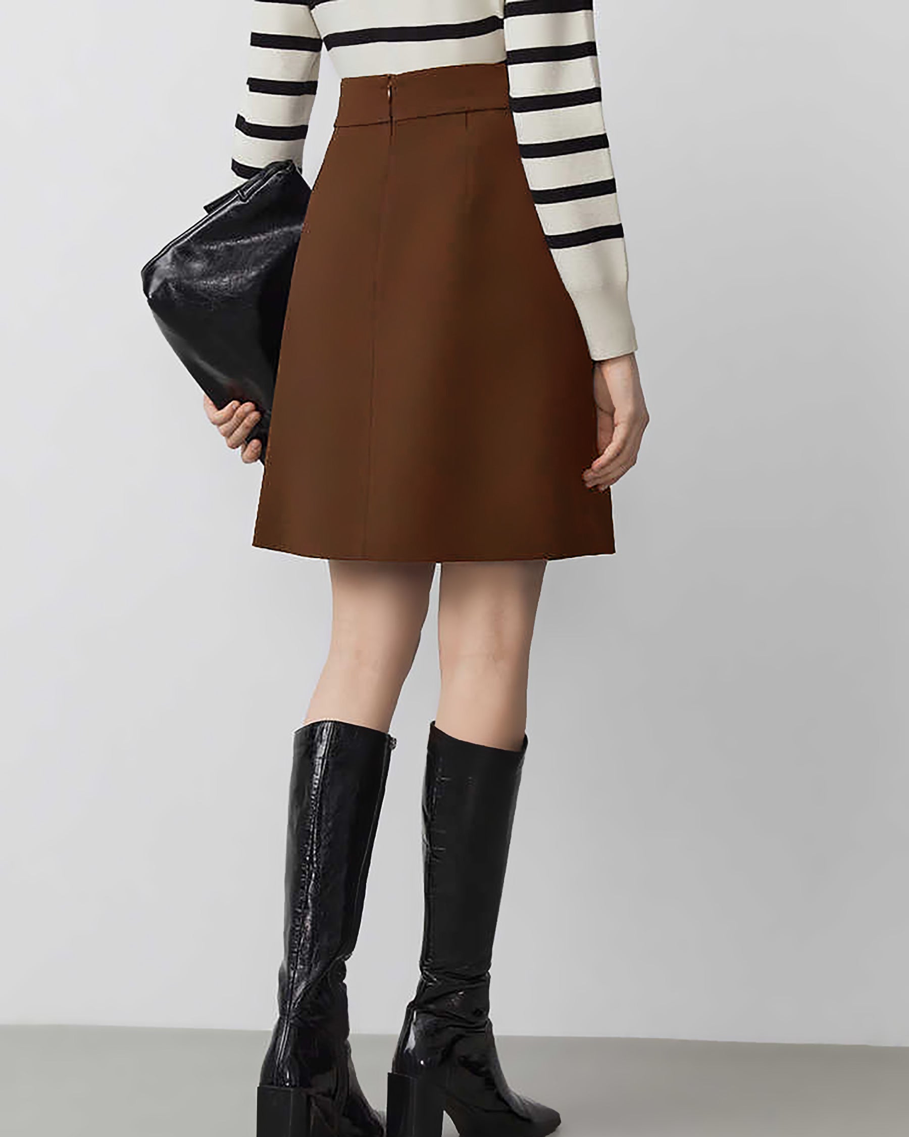 Women's A Line Wool Mini Skirt, Caramel