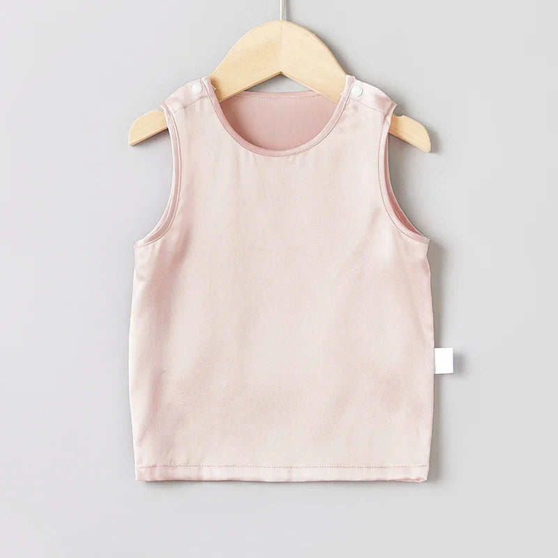 Round Neck Baby Silk Tank, Pink