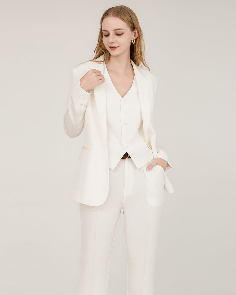 Women's Silk Suit Vest, White