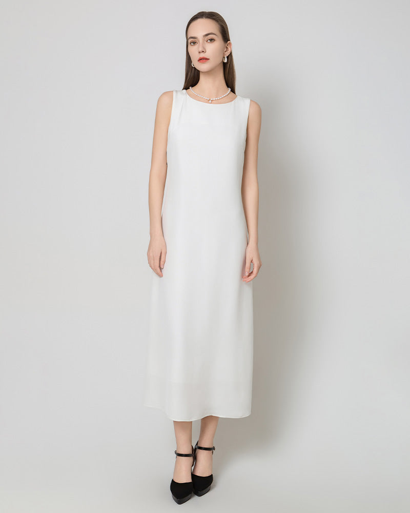 40 Momme Silk Maxi Dress, White