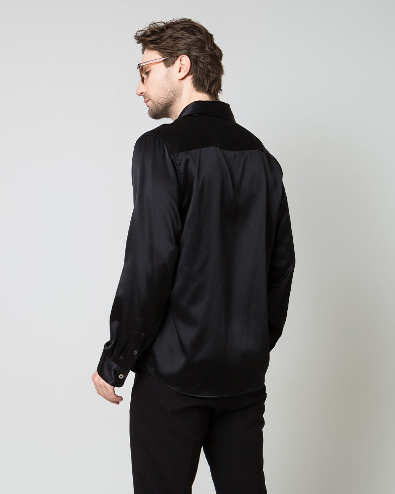 Silk Men's Button Up Overshirt, Black
