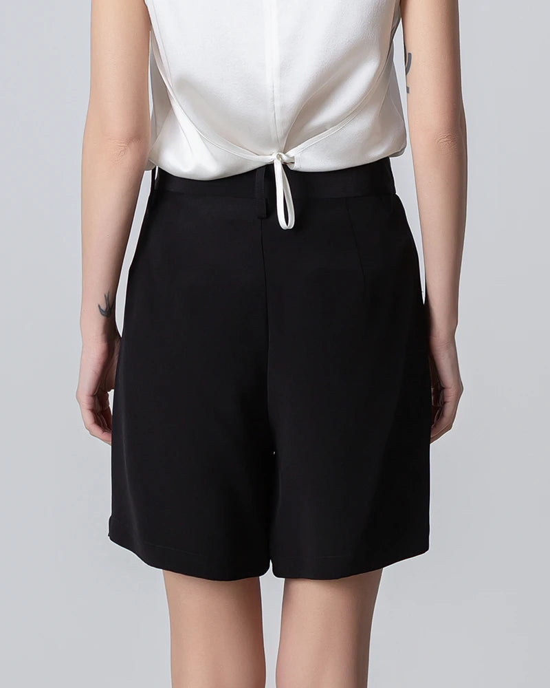 40 Momme Silk Bermuda Shorts, Black