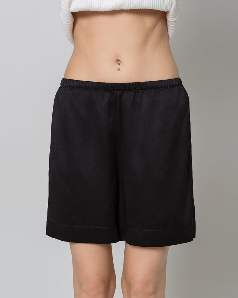 Women's Silk Pajama Shorts, Black
