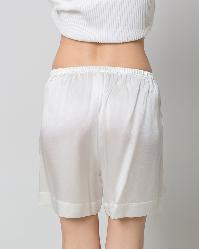 Women's Silk Pajama Shorts, White