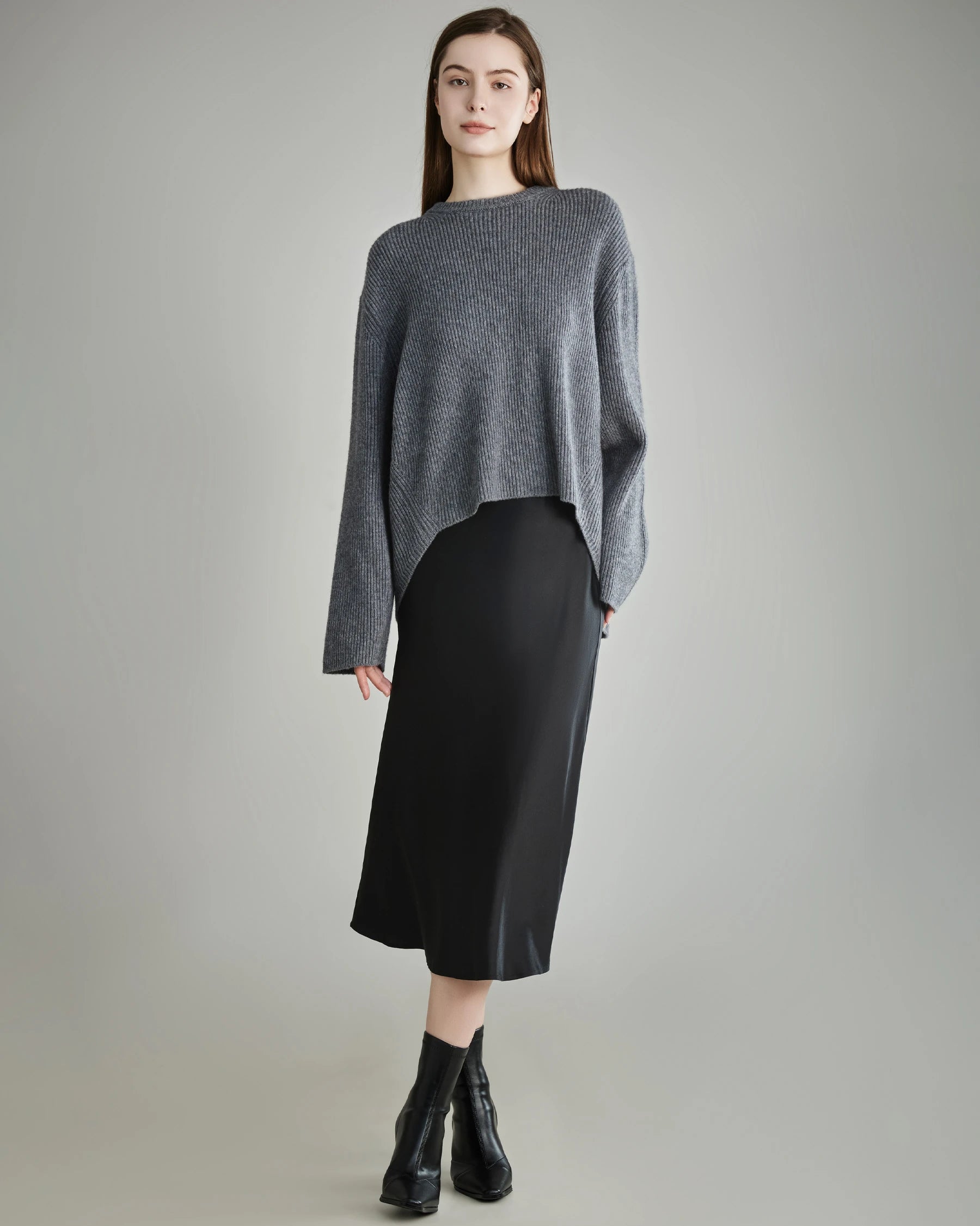 Women's Loft Crew Neck Cashmere Sweater, Grey