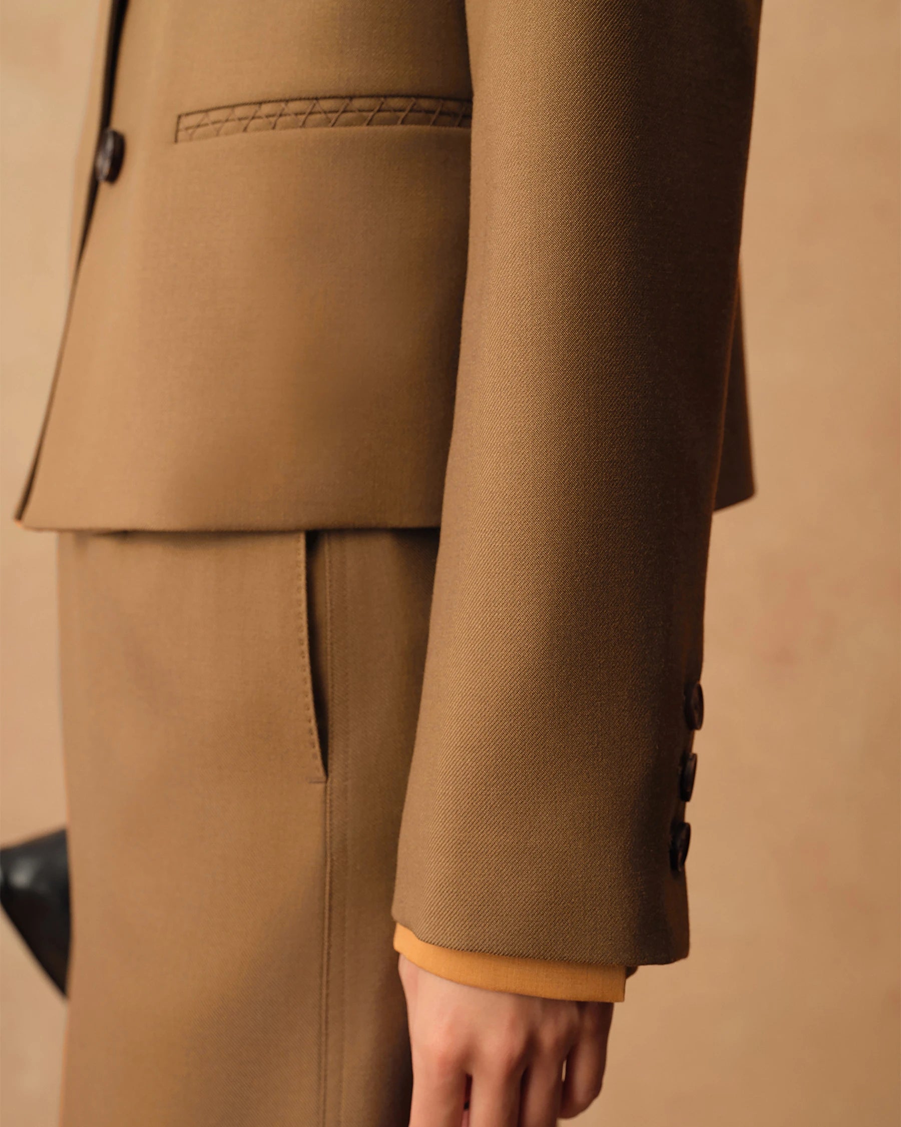 Women's Wool Fitted Blazer, Camel