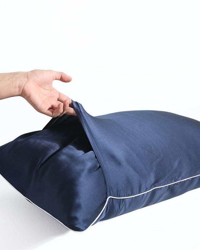 19 Momme Pure Silk Piping Pillowcase, Navy
