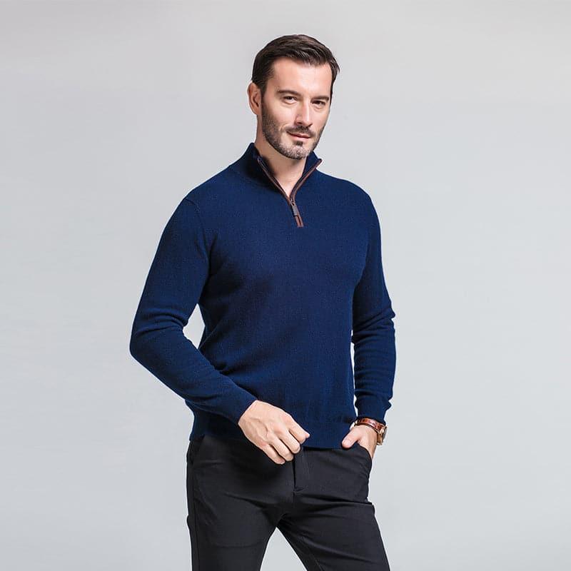 Men's Cashmere Quarter Zip Pullover - DAISYSILK