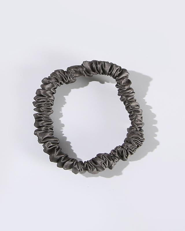 22 Momme Silk Mini Scrunchie, Dark Grey