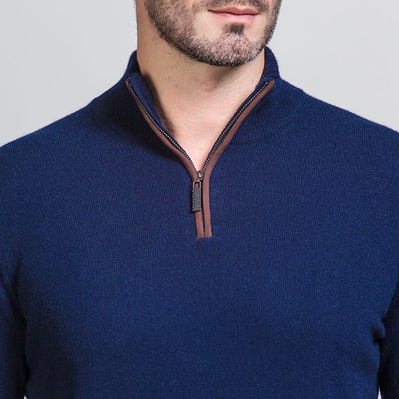 Men's Cashmere Quarter Zip Pullover - DAISYSILK