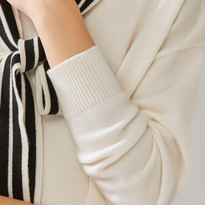 Elegant Ribbon Cashmere Sweater - DAISYSILK