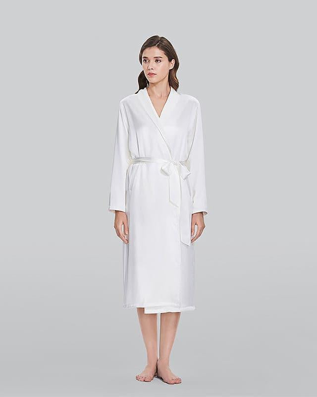 Silk and Velvet Reversible Robe for Winter Ivory
