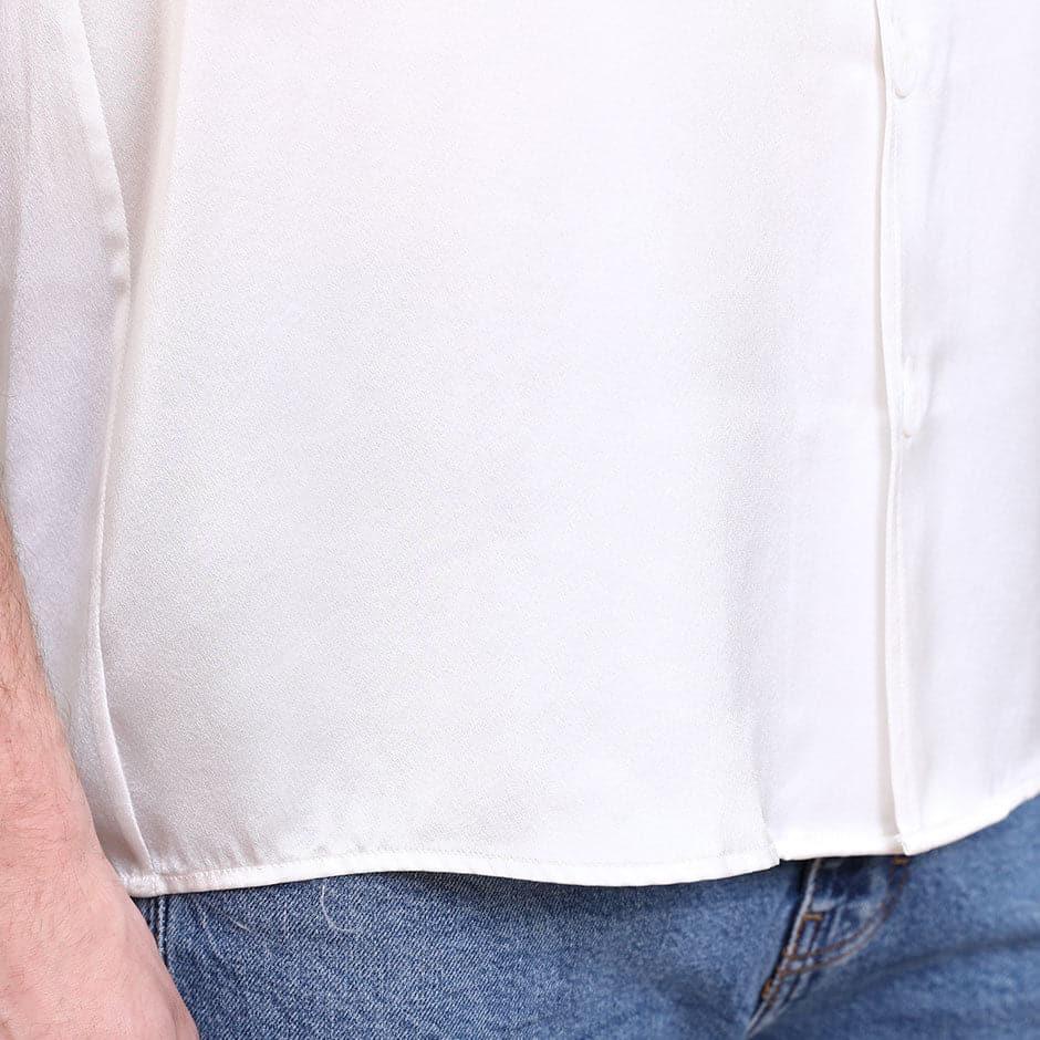 Gentle Lapel Collar Silk Short Shirt Blouse For Men - DAISYSILK