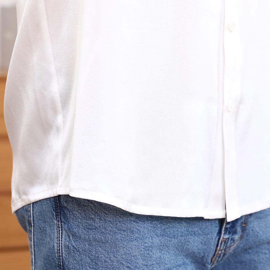 Classic Collar Silk Long Shirt For Men - DAISYSILK