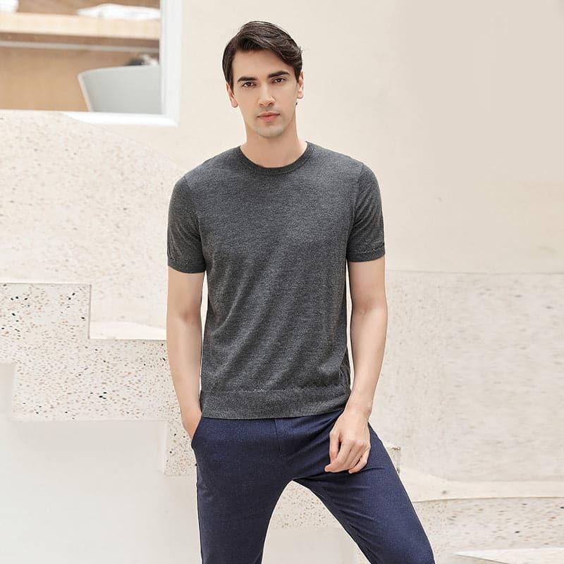 Short Sleeve Cashmere Sweater for Men - DAISYSILK