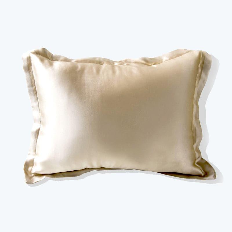 Polyester Filled Pillow With Silk Shell Cushion, Champagne
