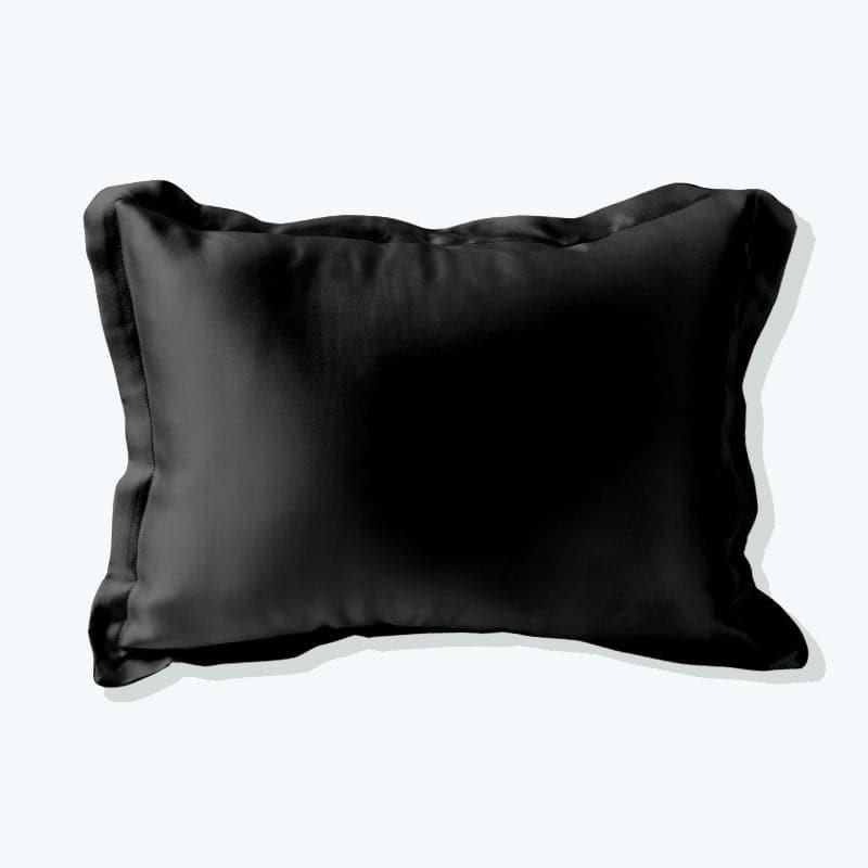Polyester Filled Pillow With Silk Shell Cushion, Black