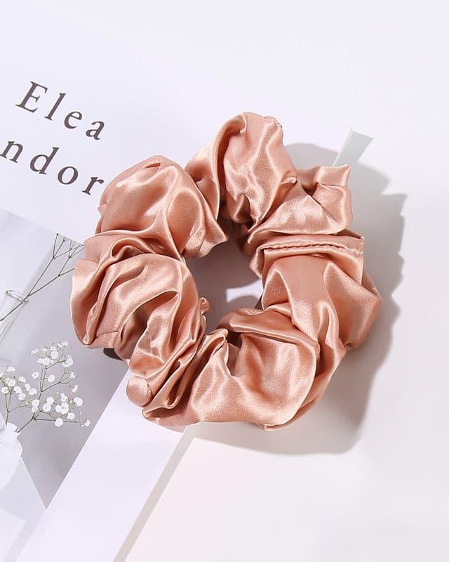 5CM Large Silk Hair Scrunchies, Caramel