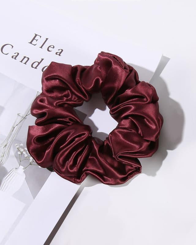 5CM Large Silk Hair Scrunchies, Wine Red