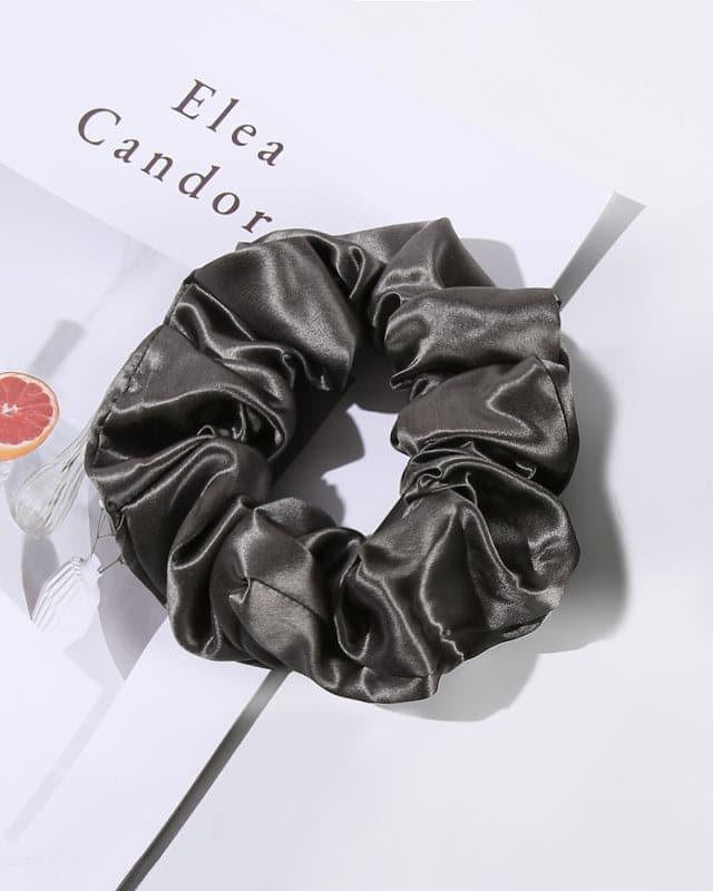 5CM Large Silk Hair Scrunchies, Dark Grey