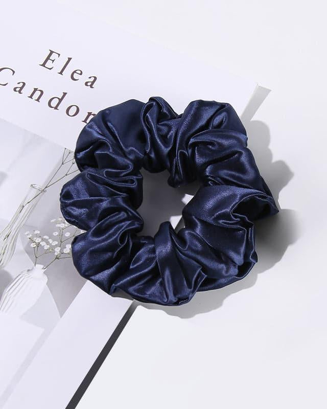5CM Large Silk Hair Scrunchies, Navy