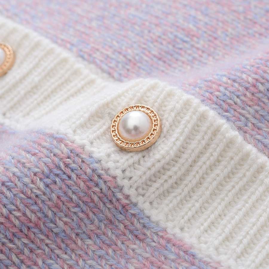 Lilac Cashmere Cardigan with Pearl Button, Lilac and White