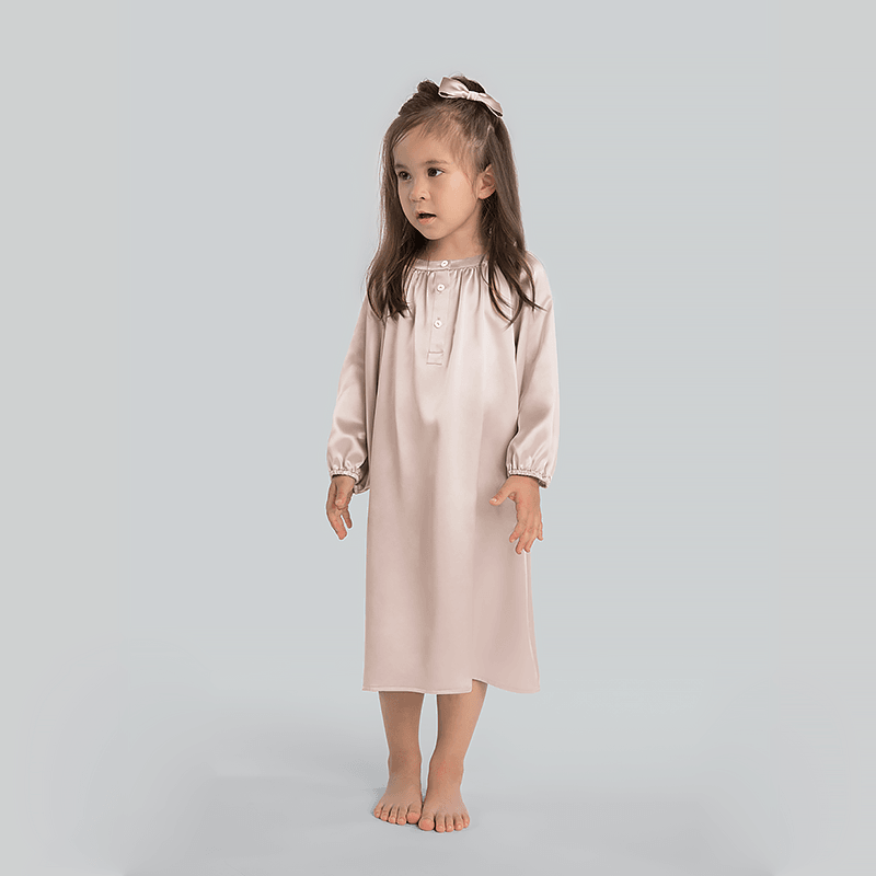 Long Silk Shirt Pajamas Sleepwear For Girl - DAISYSILK