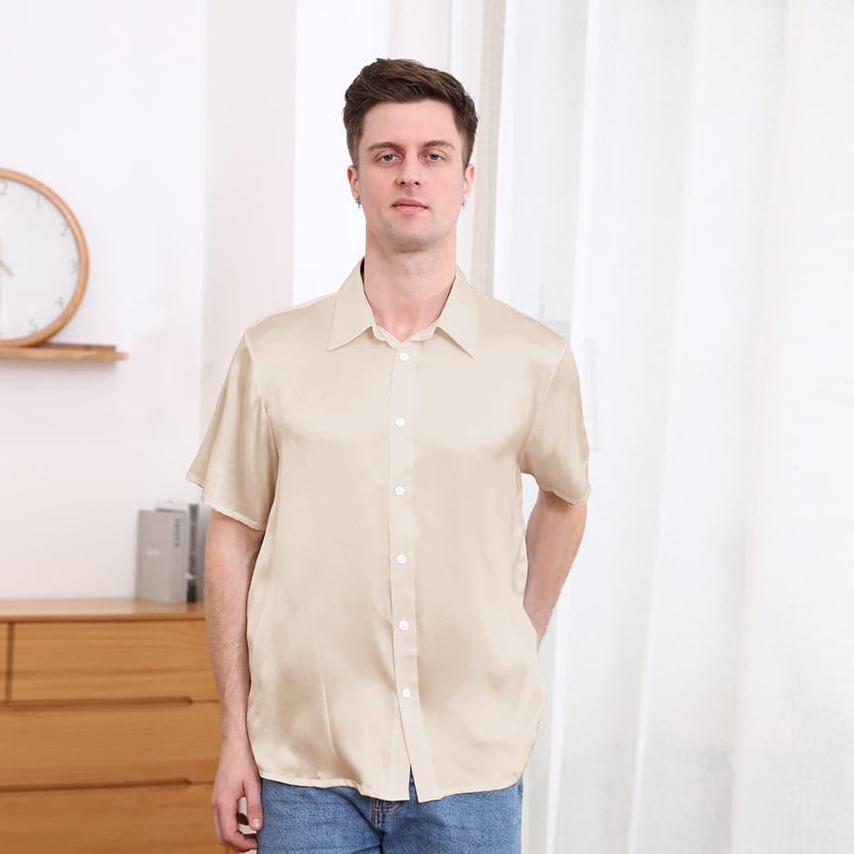 Men's Basic Silk Shirt Short Sleeve - DAISYSILK