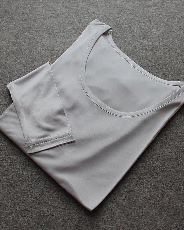 Mulberry Silk Long Thermal Underwear Set for Women Grey