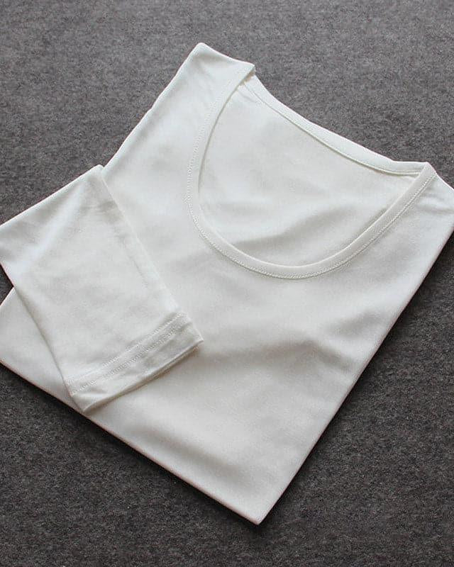 Mulberry Silk Long Thermal Underwear Set for Women Ivory