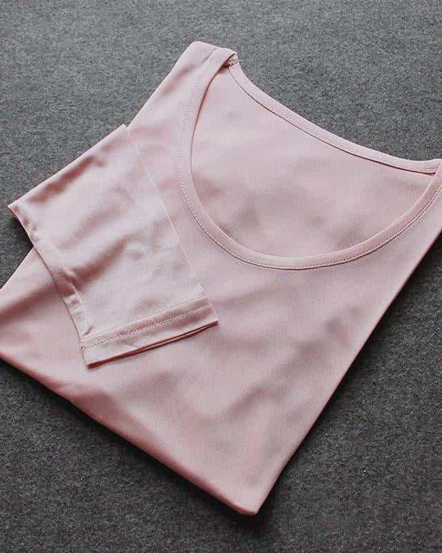 Mulberry Silk Long Thermal Underwear Set for Women Pink