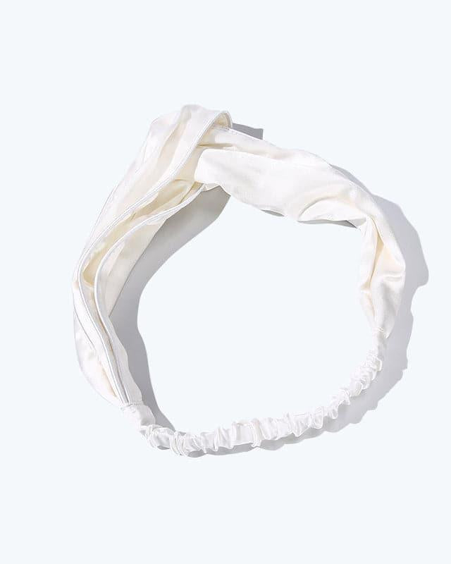 Piping Elastic Silk Hair Bands For Ladies, White