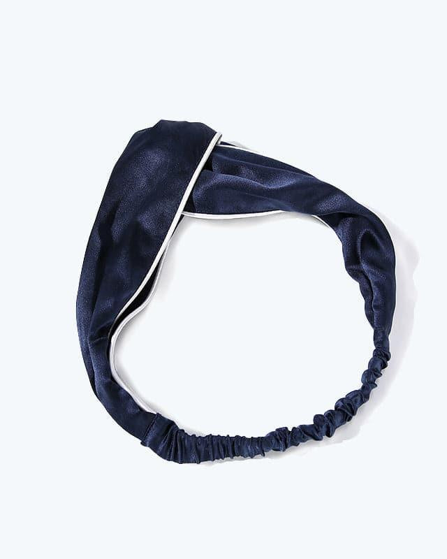 Piping Elastic Silk Hair Bands For Ladies, Navy
